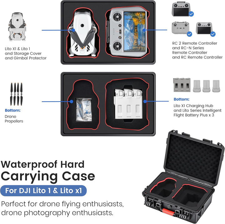 STARTRC Lito X1/1 Koffer, Wasserdichter Harter Tasche für DJI Lito X1/1 Fly More Combo Zubehör für D