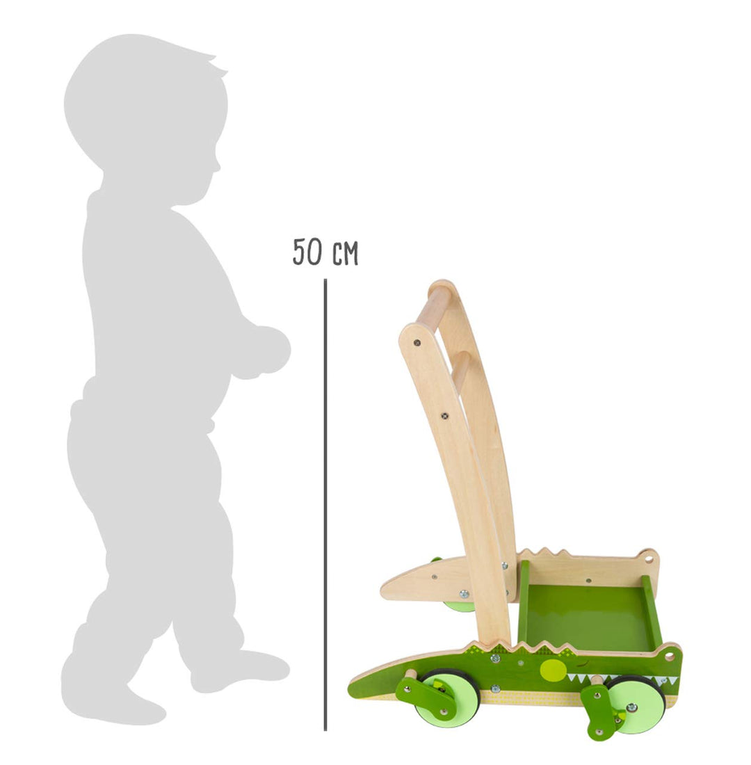 small foot Lauflernwagen Krokodil aus Holz, mit Bremssystem und Bauklötzen, mit gummierten Rädern ,