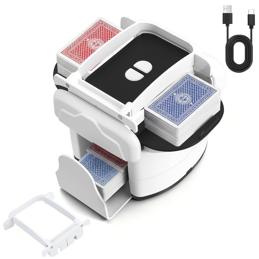 Automatischer Kartenmischer für 1–4 Kartenspiele, wiederaufladbar, 2 Mischmodi, kompatibel mit Poker