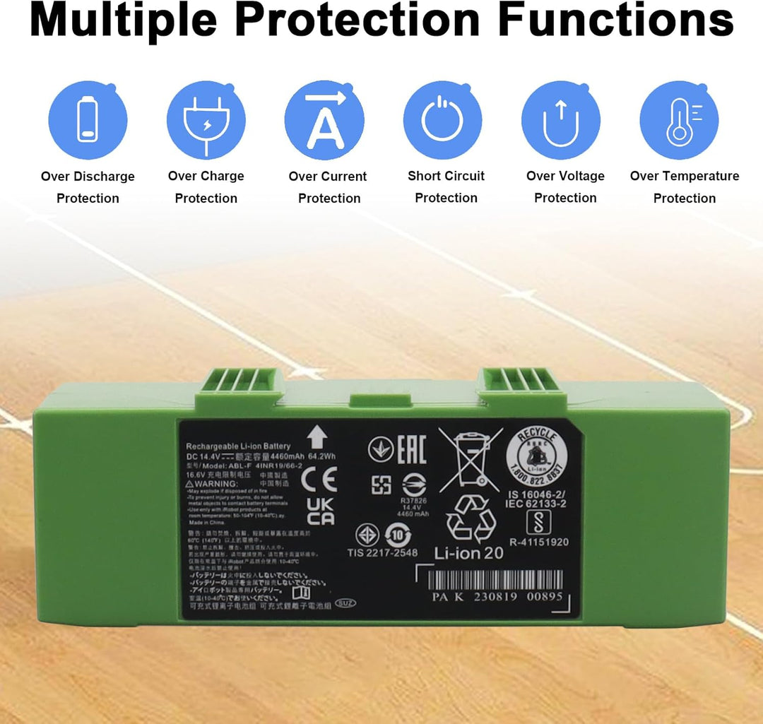 14,4 V 4460 mAh Akku für iRobot Roomba e und i Serie i7+ i7 7150 7550 i7550, Akku für i8 i8+ i8550 7