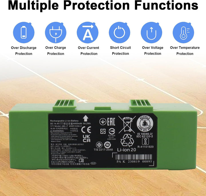 14,4 V 4460 mAh Akku für iRobot Roomba e und i Serie i7+ i7 7150 7550 i7550, Akku für i8 i8+ i8550 7