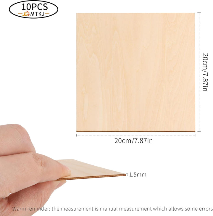10 Stück Lindenholz, Bastel Holzplatte, Holzplatten Hobby Holz Sperrholz Platte für Laserprojekte, D