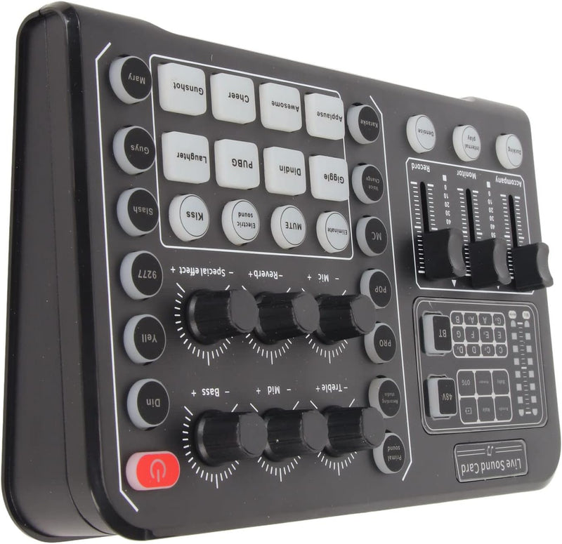 Live-Soundkarte, Bluetooth-Audio-Mixer-Board mit 15 Soundeffekten, Externe Mobile Soundkarte für Liv