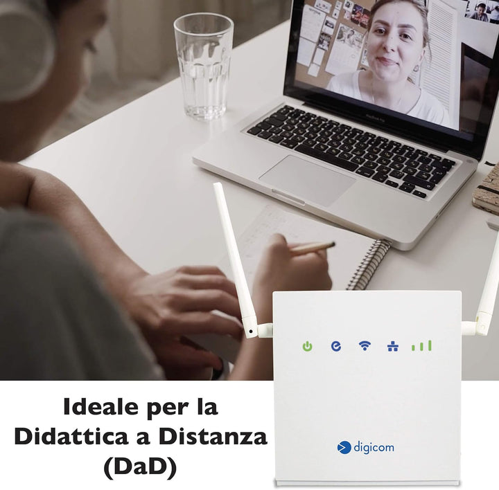 Digicom 4G LiteRoute LTE Cat4 Router (150Mbps Download und 50Mbps Upload 4G Upload 2X 10/100 LAN Por