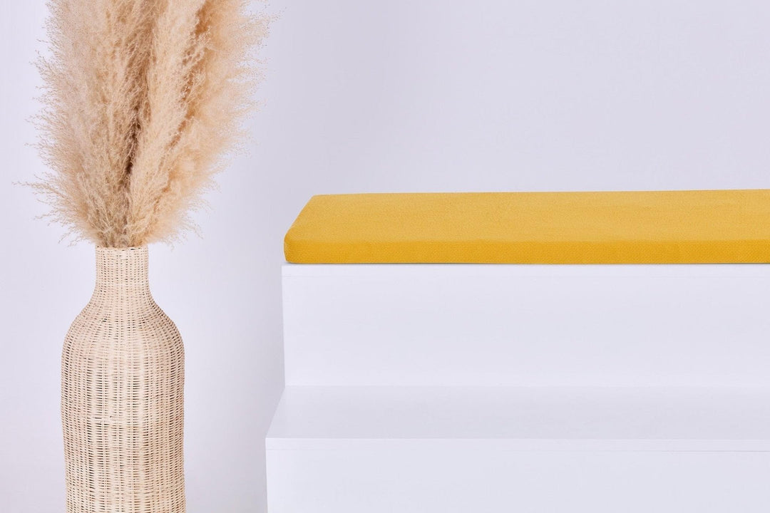 KraftKids Sitzauflage für KALLAX-Regal 2er 3er 4er, weich gepolstert, Doppelkrepp Gelb Mustard aus 1