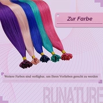 RUNATURE Extension Echthaar Bondings Teal 35cm Keratin Bonding Extensions Echthaar Unsichtbar Haarve