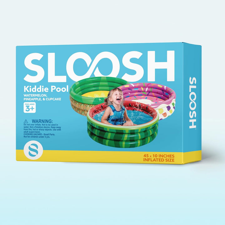 SLOOSH 3 Pack 45" X 10" aufblasbares Planschbecken, Wassermelone & Ananas & Cupcake Schwimmbad für K