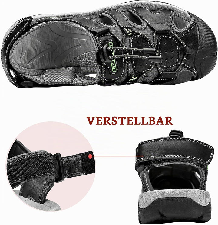 ZYLDK Herren Sandalen Leder Strand Trekkingsandalen Outdoorschuhe Sommer Wanderschuhe Männer Sport-O