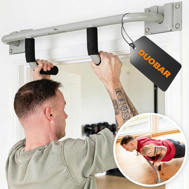 DuoBar Klimmzugstange [Wandmontage Abnehmbar] Calisthenics Equipment Homegym für Zuhause Pull Up Bar
