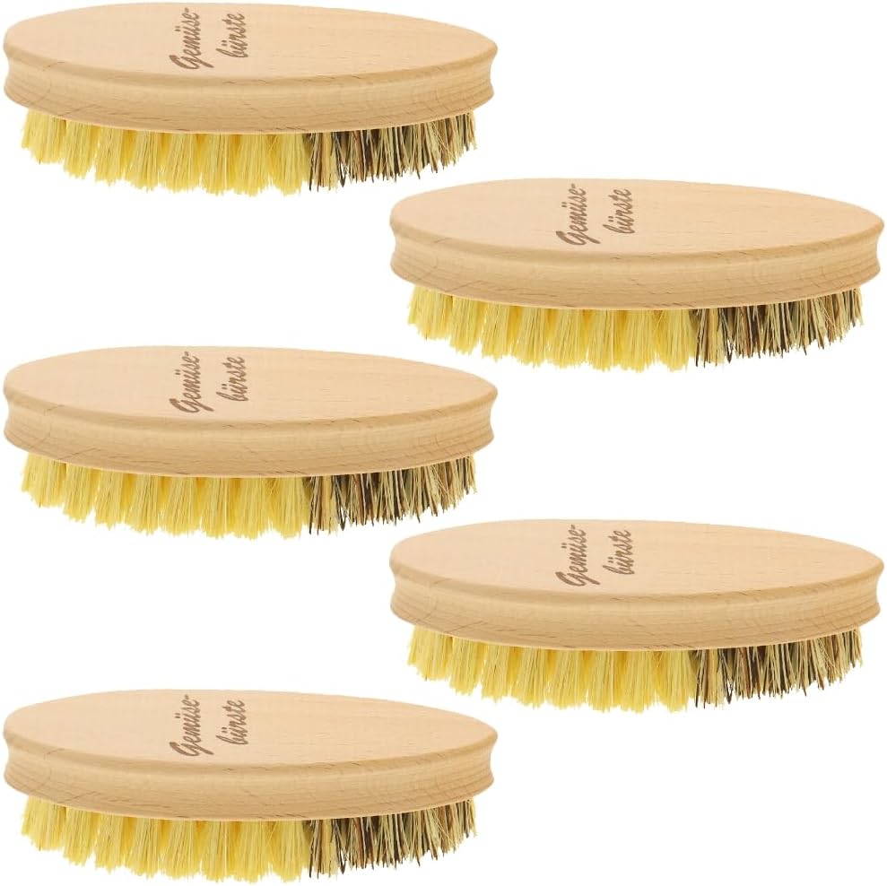 5X HOFMEISTER® Gemüsebürste, 13,5 cm, hochwertige Naturborsten in 2 Härtegraden: echt Union und Fibr