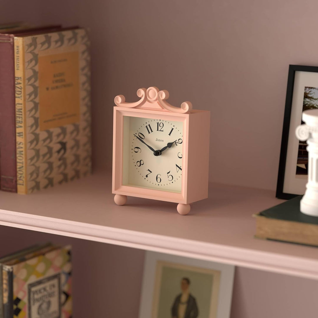 JONES CLOCKS® Parlour Kaminsims Uhr | Klein Klassische Kutschenuhr | Rosa | Elegantes quadratisches
