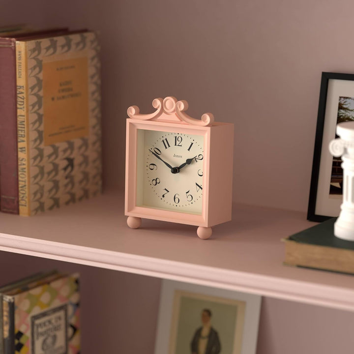 JONES CLOCKS® Parlour Kaminsims Uhr | Klein Klassische Kutschenuhr | Rosa | Elegantes quadratisches