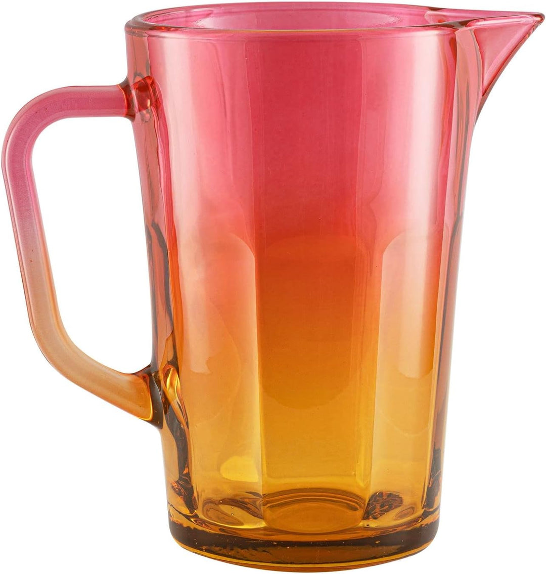 TREND FOR HOME Wasserkaraffe Glas 1 Liter mit Handlichem Griff Bunt Wasserkrug 19 cm Glaskanne Orang