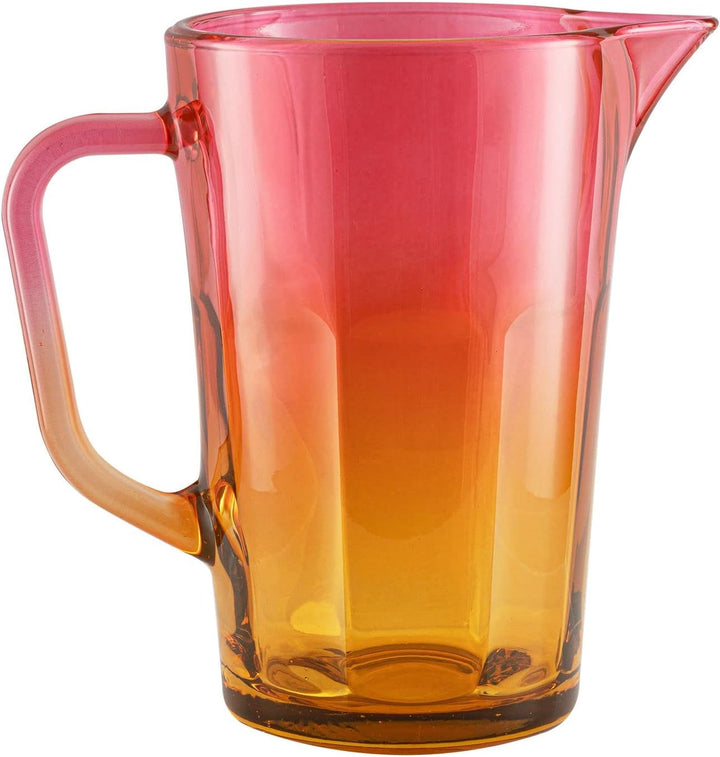 TREND FOR HOME Wasserkaraffe Glas 1 Liter mit Handlichem Griff Bunt Wasserkrug 19 cm Glaskanne Orang