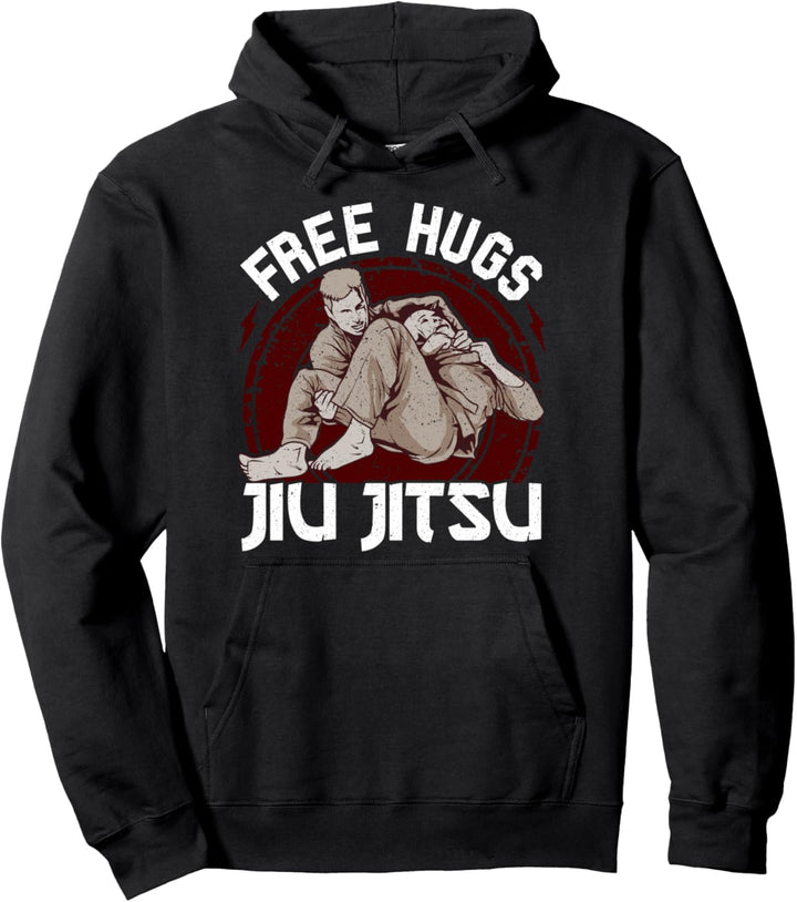 Cute & Funny Free Hugs Jiu Jitsu Pun BJJ Martial Arts Pullover Hoodie