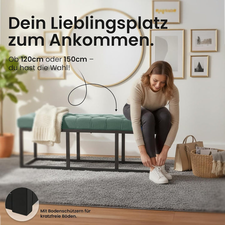 CLP Sitzbank Polson Samt Mit Metallgestell I Gesteppte Polsterbank I Metallbank Mit Samtbezug, Farbe
