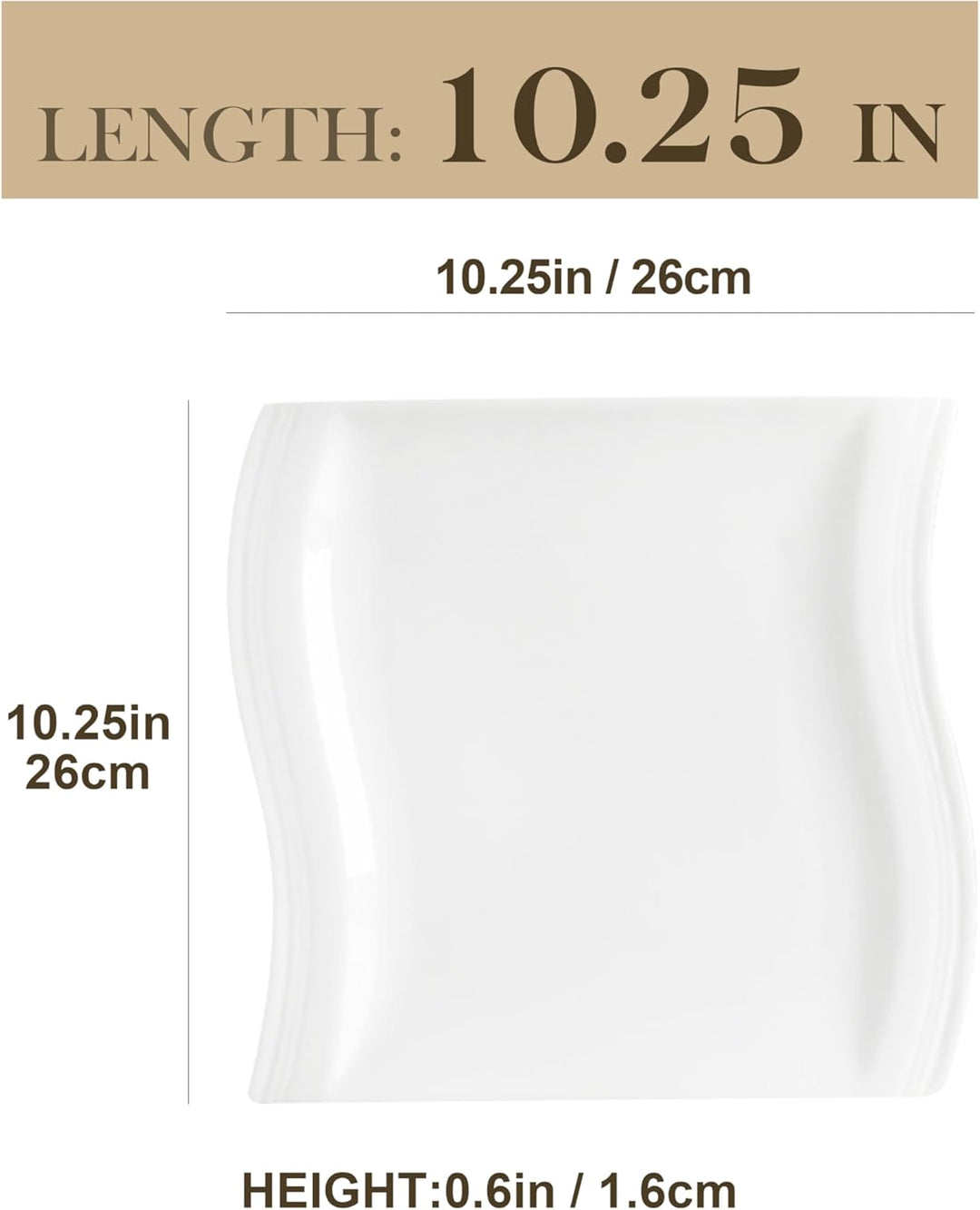 MALACASA, Serie Flora, 6 teilig Set CremeWeiss Porzellan Flachteller Speiseteller Essteller 10,25 Zo