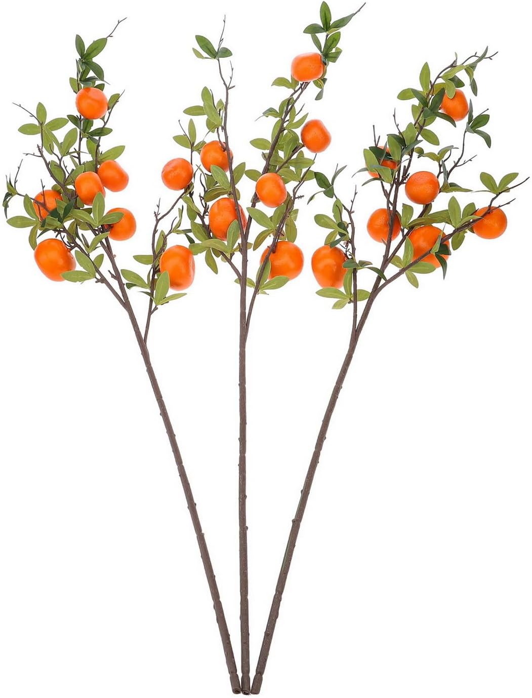 Woration 3Stück Künstliche Apfelsine Baum Zweigstellen Gefälschte Frucht Mandarine Pflanzen Zweig Pl