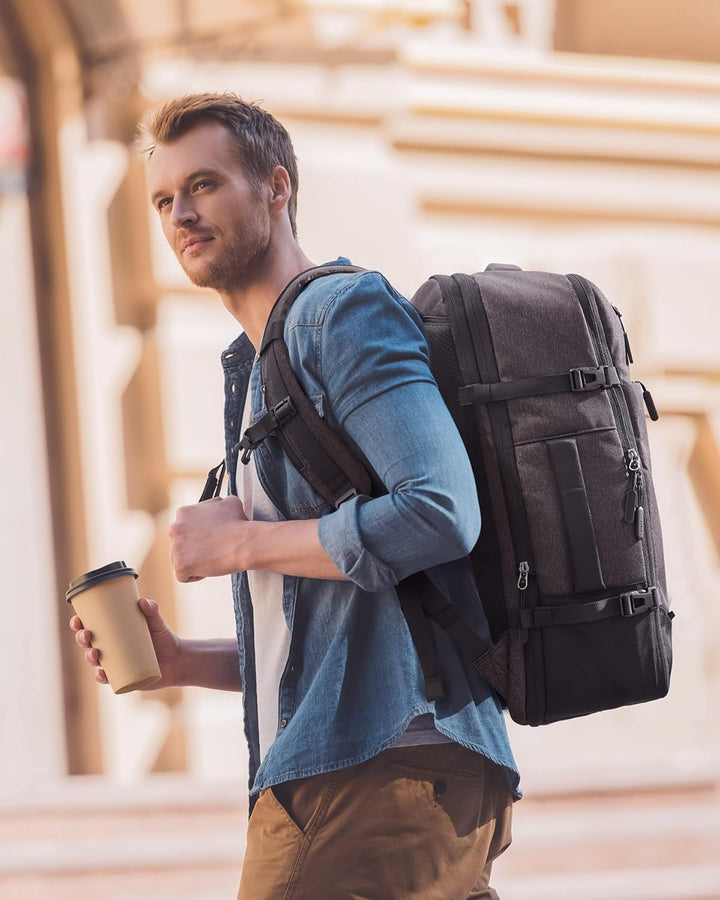 Inateck 38.5-46.2 L Reiserucksack erweiterbarer Herren Damen Handgepäck Flugzeug Rucksack, 15.6 Zoll