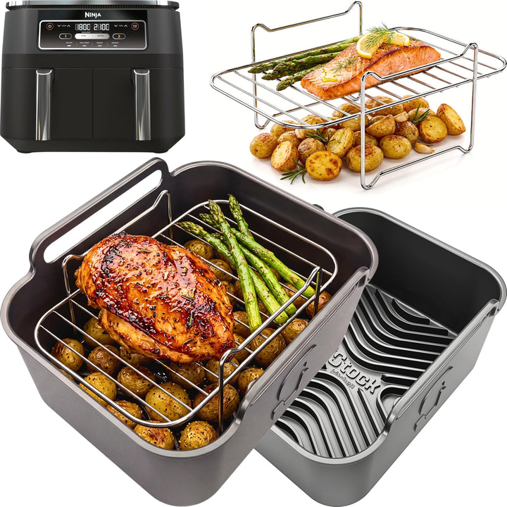 AirFlow Pro™ Ninja Airfryer AF200EU Zubehör 7,6L | 2 Silikonformen + 2 Edelstahl Grillrost Einsätze