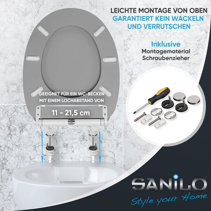 Sanilo WC-Sitz mit Absenkautomatik I Hochwertiger Toilettensitz aus Holz I Toilettendeckel in versch