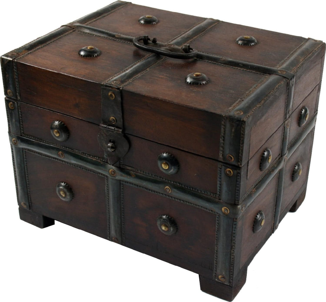 GURU SHOP Kleine Schatztruhe, Holzschachtel, Aufbewahrungsdose, Modell 2, gross (18 * 24 * 18 cm) Mo