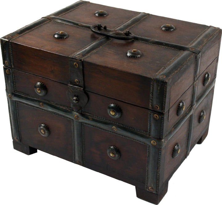 GURU SHOP Kleine Schatztruhe, Holzschachtel, Aufbewahrungsdose, Modell 2, gross (18 * 24 * 18 cm) Mo