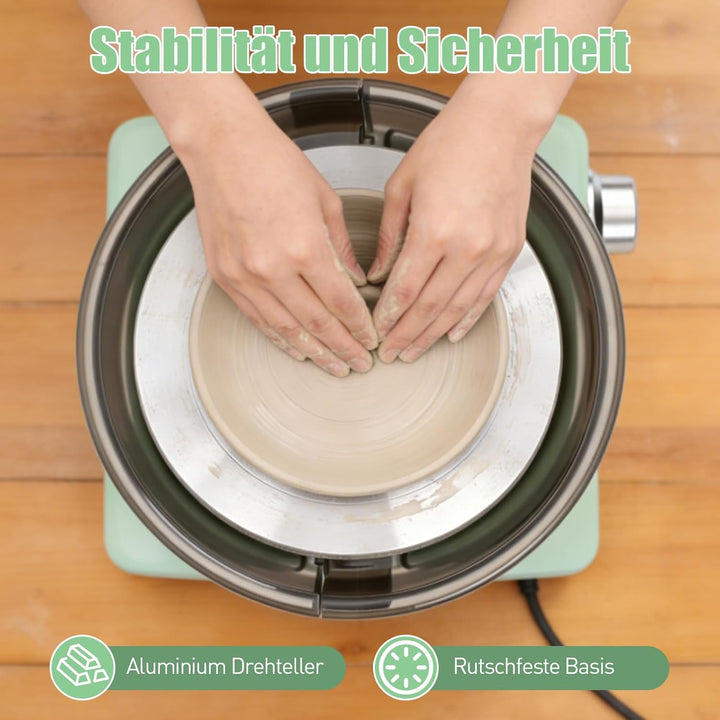 Mini Töpferscheiben Set, Töpferei DIY Maschine mit 15cm Drehscheibe, 2 Wege Rotation, Rutschfeste Ba