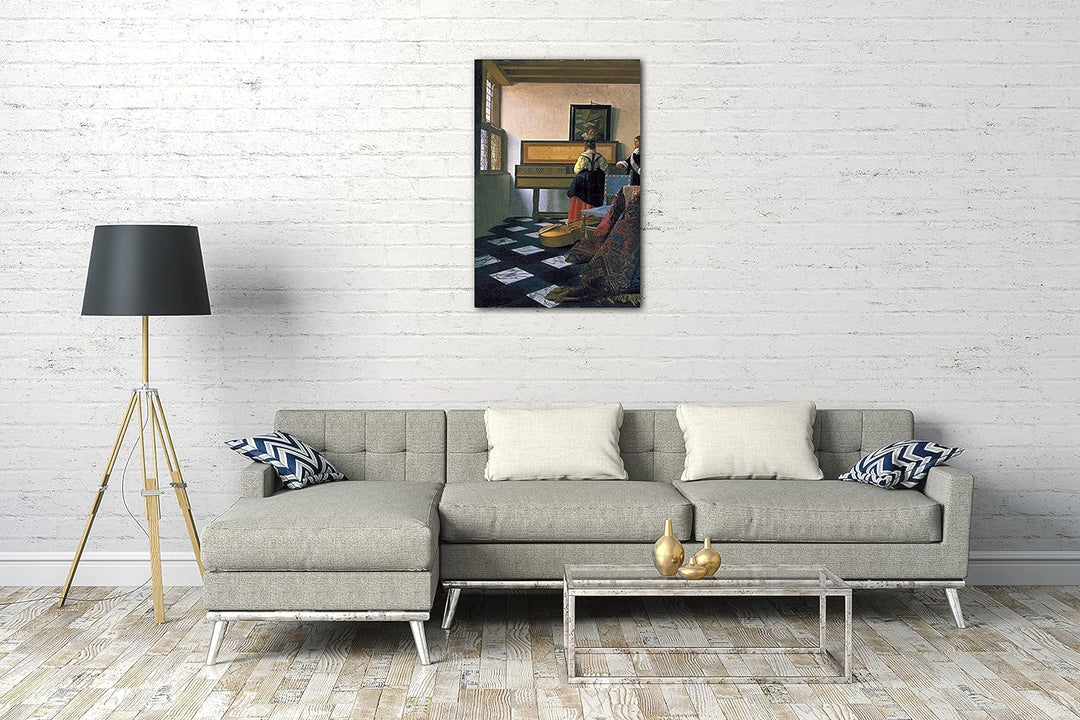 Printed Paintings Leinwand (60x80cm): Jan Vermeer - Die Musikstunde (1662/1665) 60x80 cm, 60x80 cm