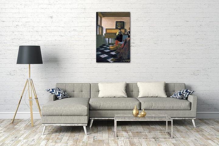 Printed Paintings Leinwand (60x80cm): Jan Vermeer - Die Musikstunde (1662/1665) 60x80 cm, 60x80 cm