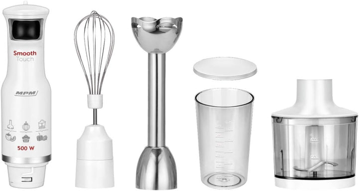 MPM MBL-28 Stabmixer-Set, Mixstab, Schnee-Besen, Multi-Messer, Einstellbare Geschwindigkeit, Zerklei