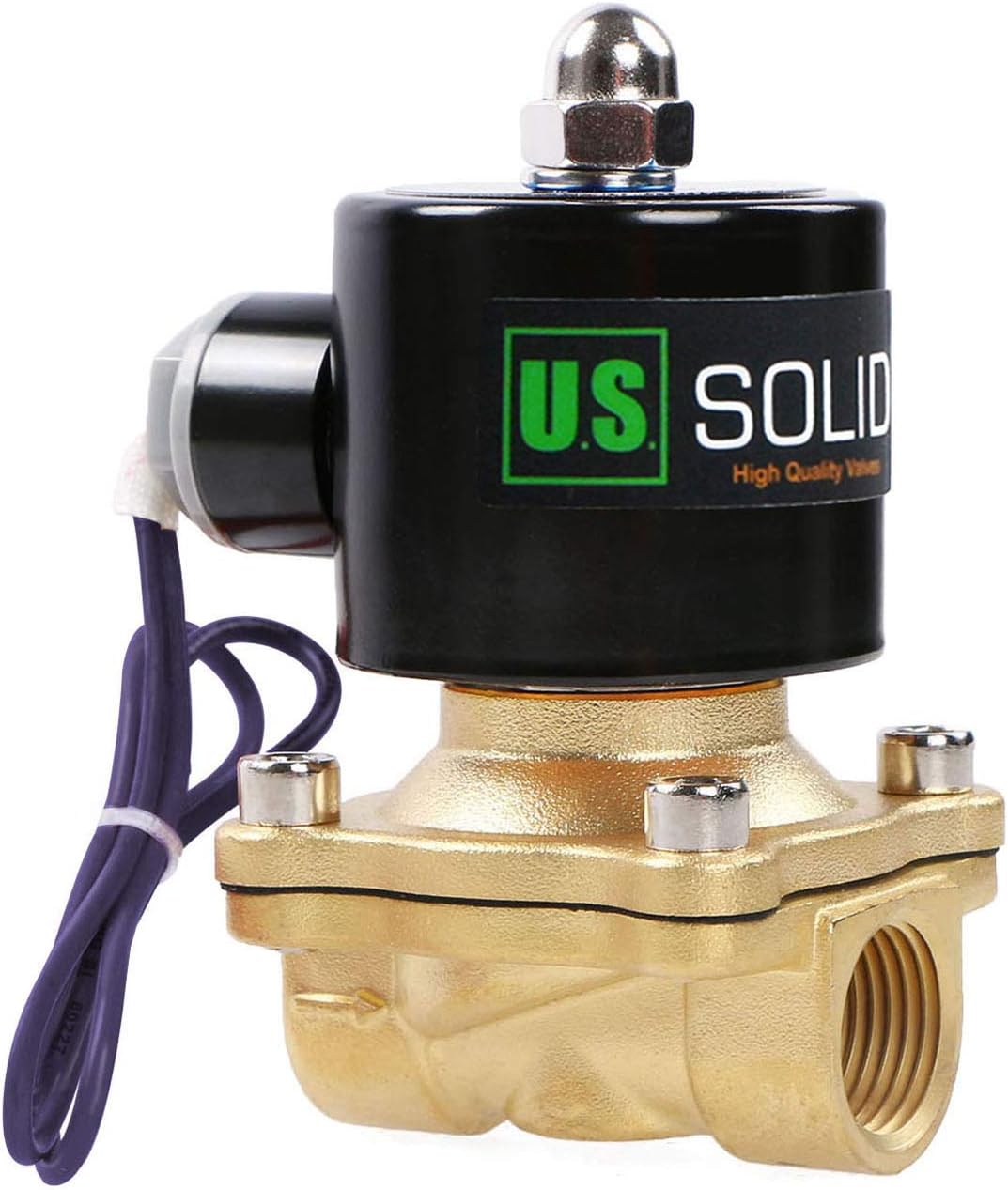 U.S. Solid 1/2" G 12 V DC Messing Magnetventil Direktgesteuert für Wasser Luft Gas Öl NC Brass Solen