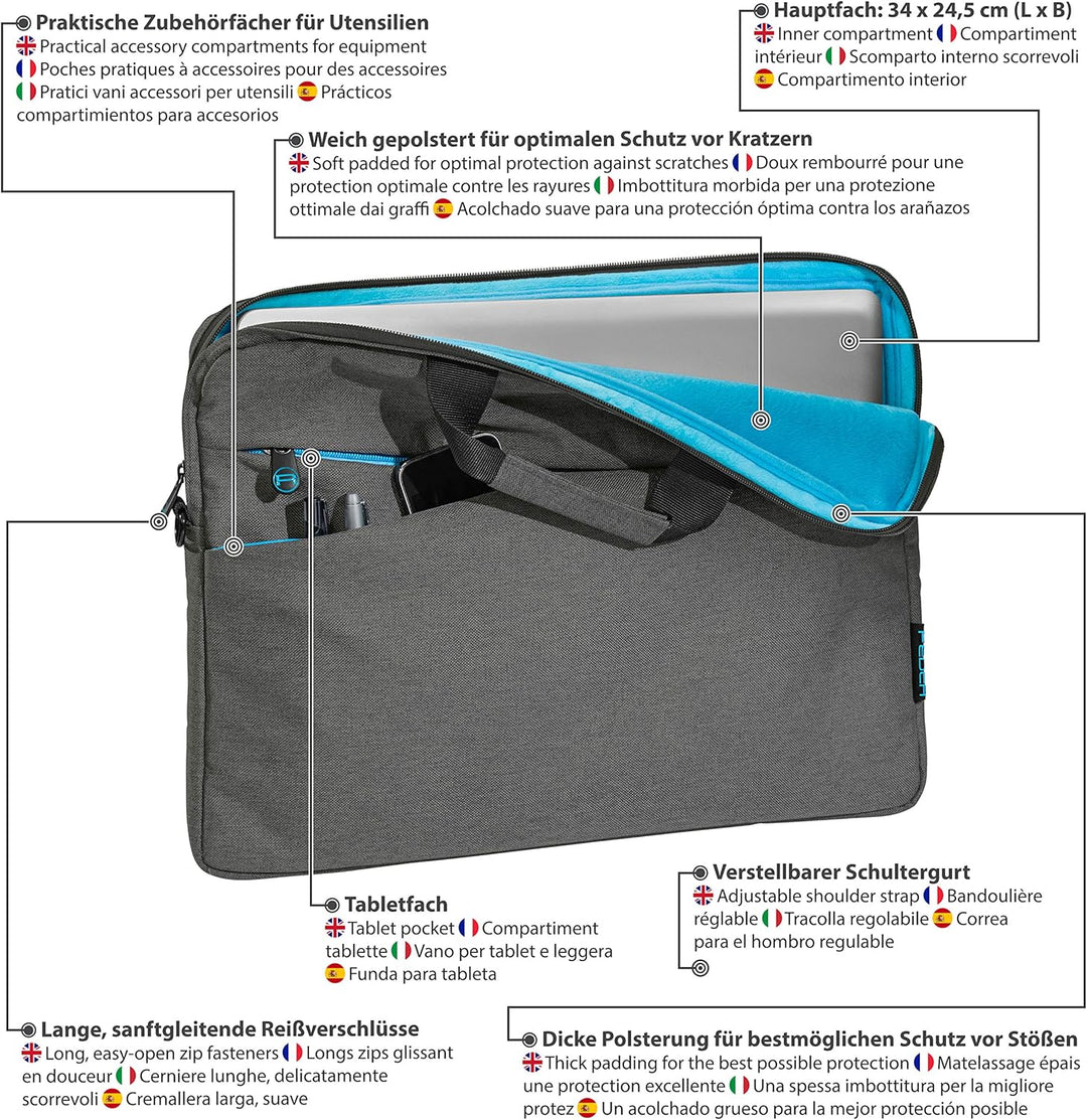 PEDEA Laptoptasche "Fashion" Notebook-Tasche bis 15,6 Zoll (39,6 cm) Umhängetasche mit Schultergurt