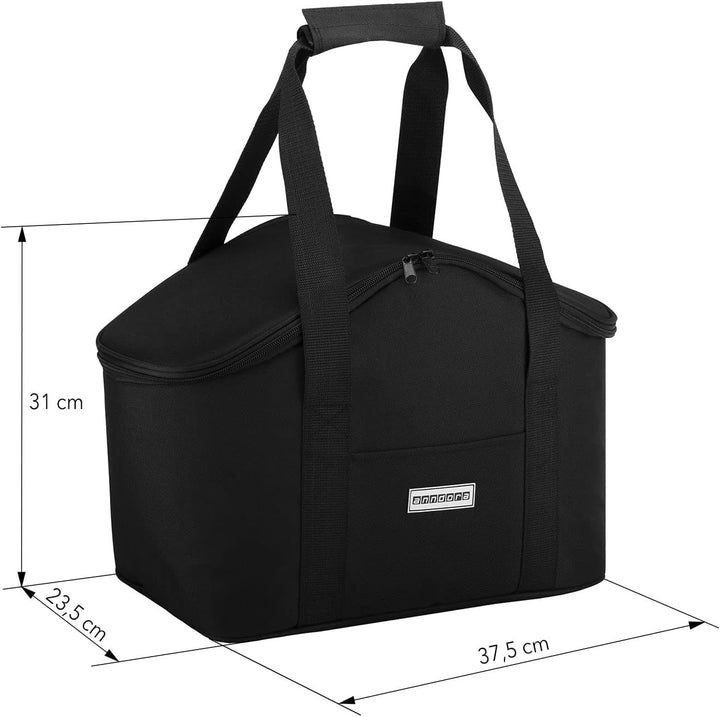 anndora Kühltasche mit Tragegriff 20 Liter - inkl. 2 anndora Kühlakkus - Farbwahl A2 BLACK, A2 BLACK