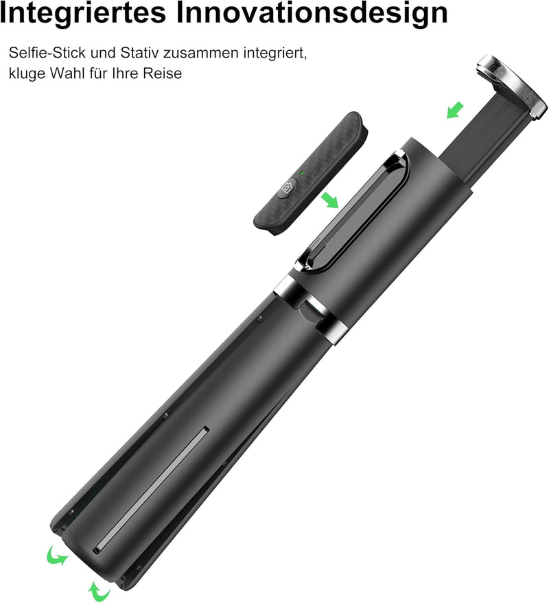 ATUMTEK Bluetooth Selfie-Stick Stativ, 3 in 1 Aluminium Selfie Stange, 360° Drehbar, mit Kabelloser