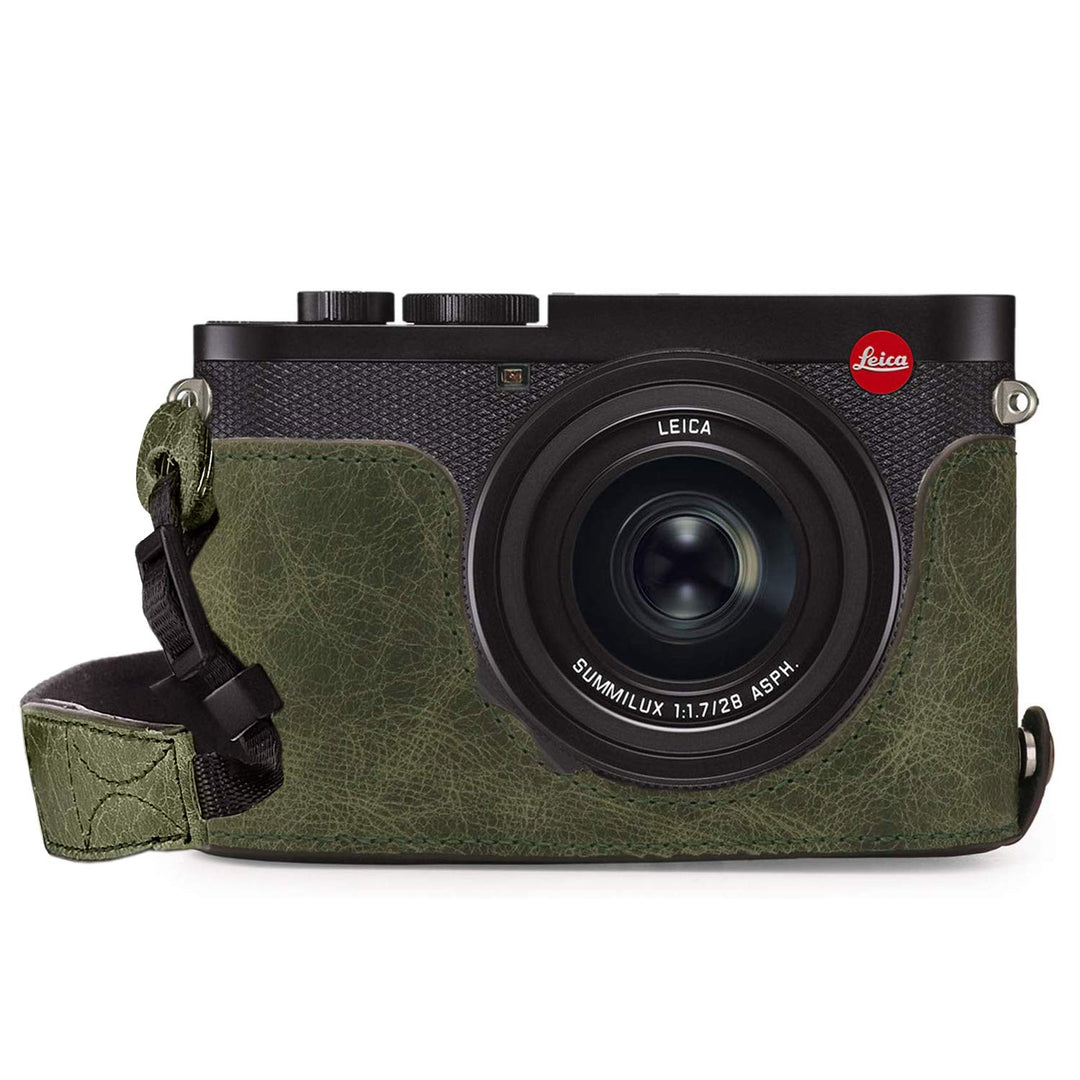 MegaGear MG1721 Ever Ready Kameratasche aus echtem Leder, kompatibel mit Leica Q2, Grün, Grün
