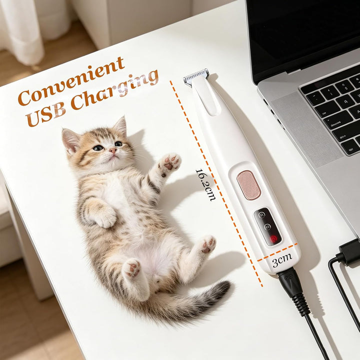 Pfotentrimmer mit LED Licht, Leise Hundeschermaschine, Haustier Rasierer Mit USB, Wasserdichter, ide