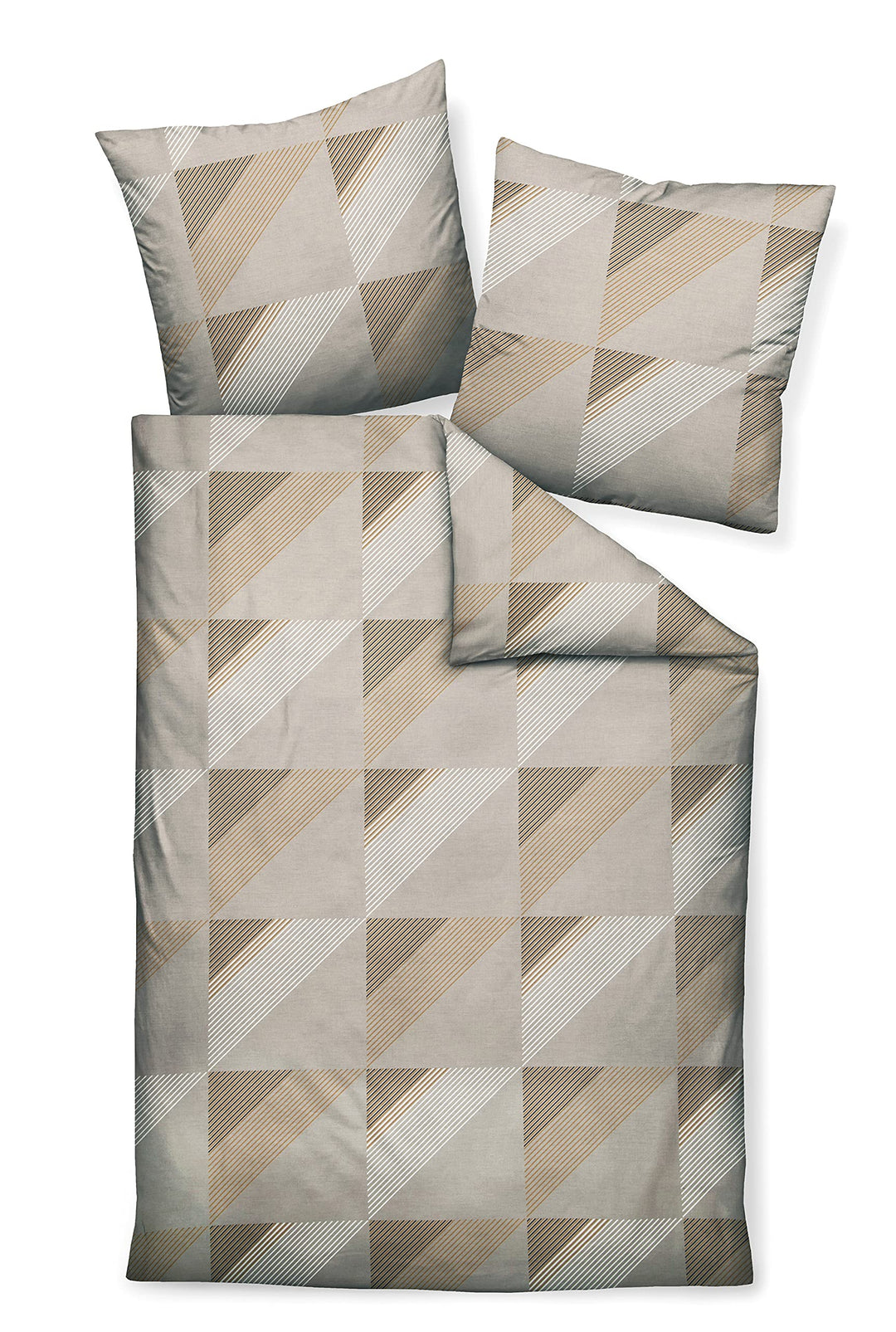 Janine Mako-Satin-Bettwäsche J.D. 135x200 cm + 80x80 cm Taupe, 135x200 cm