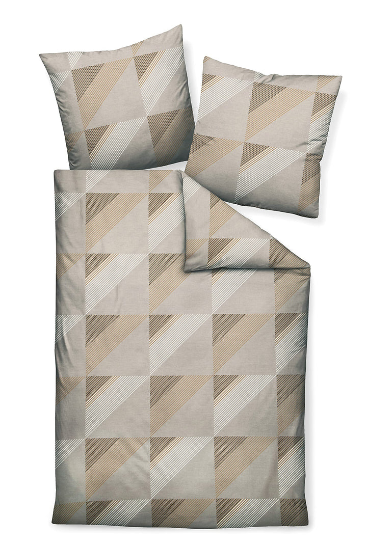 Janine Mako-Satin-Bettwäsche J.D. 135x200 cm + 80x80 cm Taupe, 135x200 cm