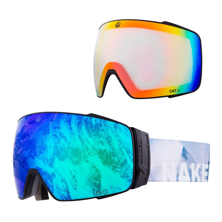 NAKED Optics® Skibrille Snowboard Brille für Damen und Herren - Verspiegelt mit Magnet-Wechselsystem