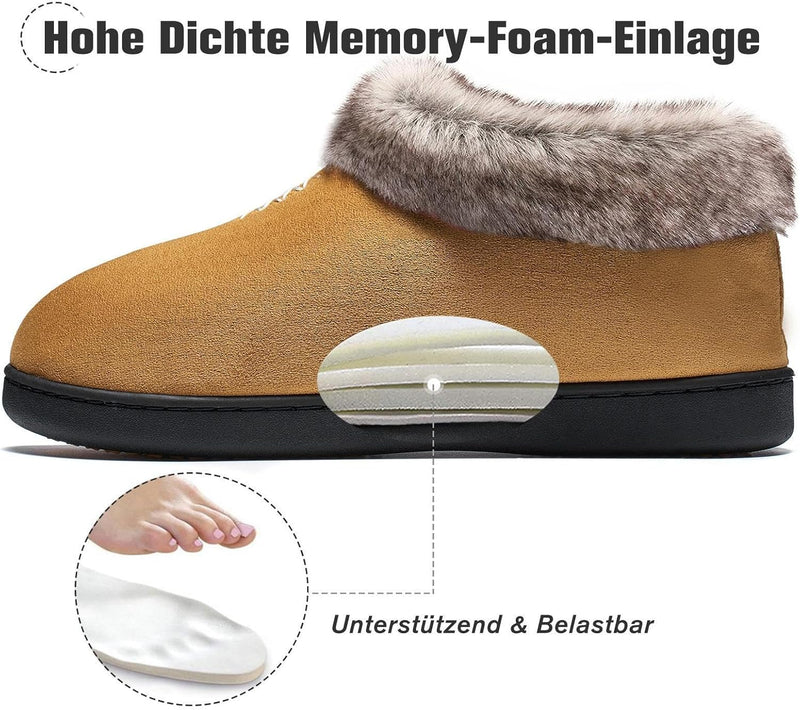 Mishansha Damen Winter Rutschfest Warme Hausschuhe Memory Foam Plüsch Pantoffeln, Gr.36-43 36 EU Cam