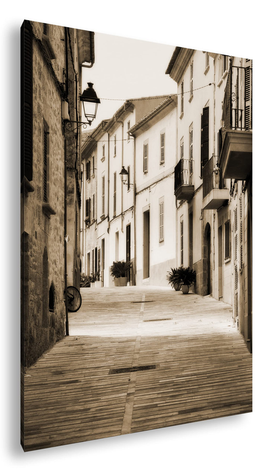 Fussweg in der Altstadt Format: 60x40 cm Effekt: Sepia als Leinwandbild, Motiv fertig gerahmt auf Ec