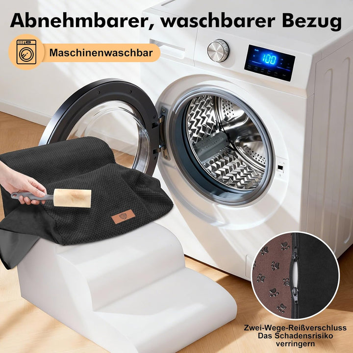 Zvonema Hundetreppe 4 Stufen, Hundetreppe für Kleine Hunde aus Hochdichtem Schwamm, rutschfeste Haus