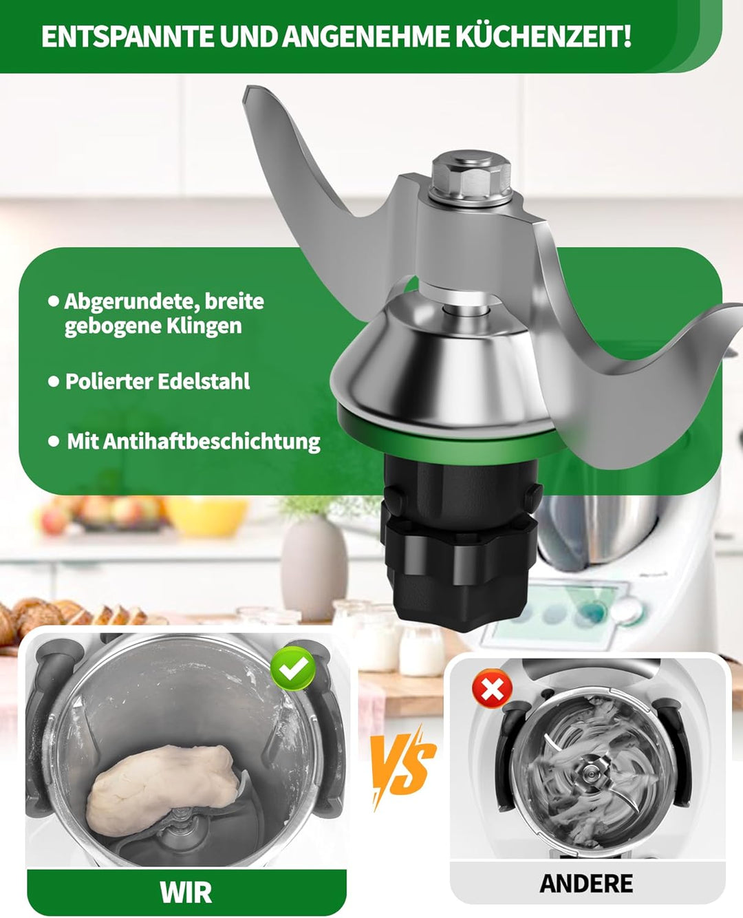 Teigmesser für Thermomix TM6/TM5 Edelstahl Teigmischmesser TM6 TM5 Ersatzteile Mixmesser Zubehör für