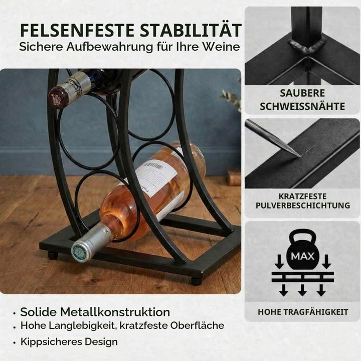 DanDiBo Weinregal aus Metall Schwarz Blumensäule Flaschenständer Elegance 80 cm Flaschenhalter