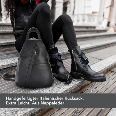 DONBOLSO Damen Rucksack Tasche Umhängetasche Lederimitat 2-in-1 - Ledertaschen Frauen mit verstärkte