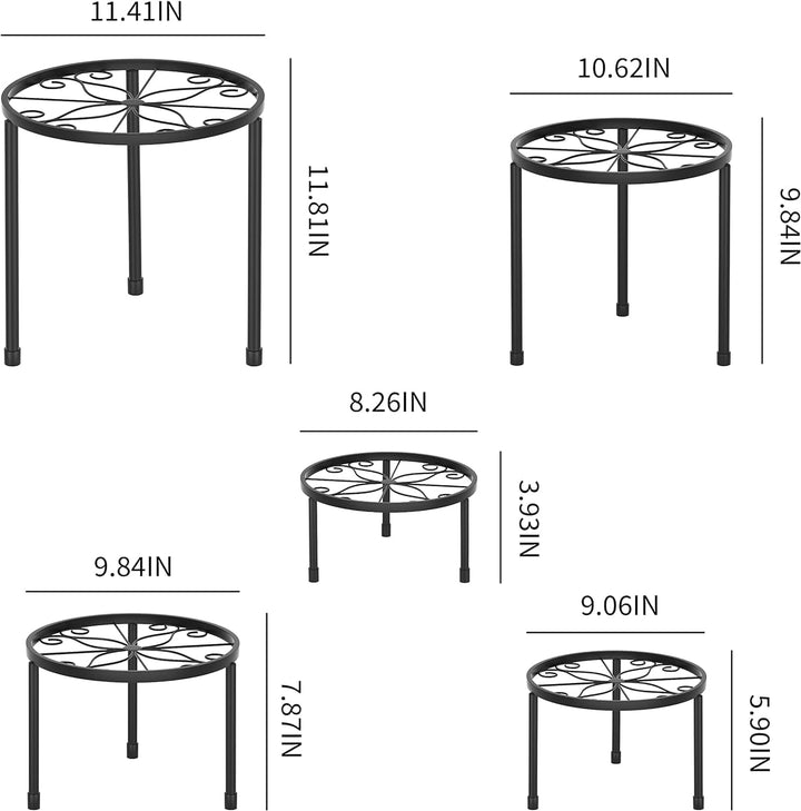 Ziwijity 5er-Set Blumenständer aus Metall, Pflanzenständer für Innen Aussen Garten Pflanzen,Blumento