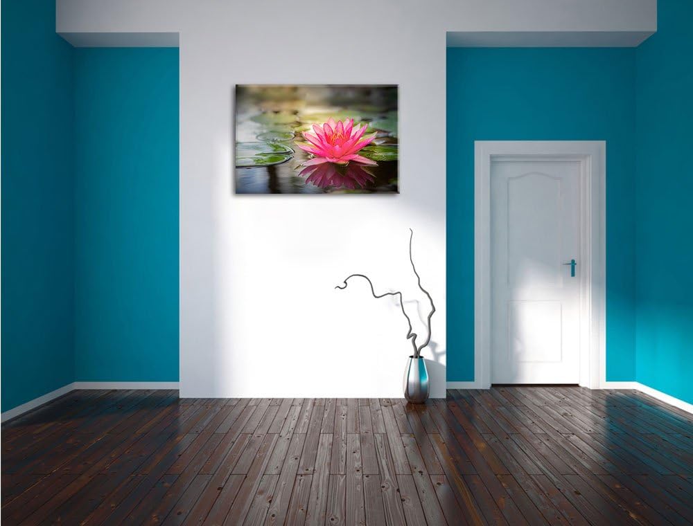 Anmutige Seerose mit Blättern Format: 100x70 auf Leinwand, XXL riesige Bilder fertig gerahmt mit Kei