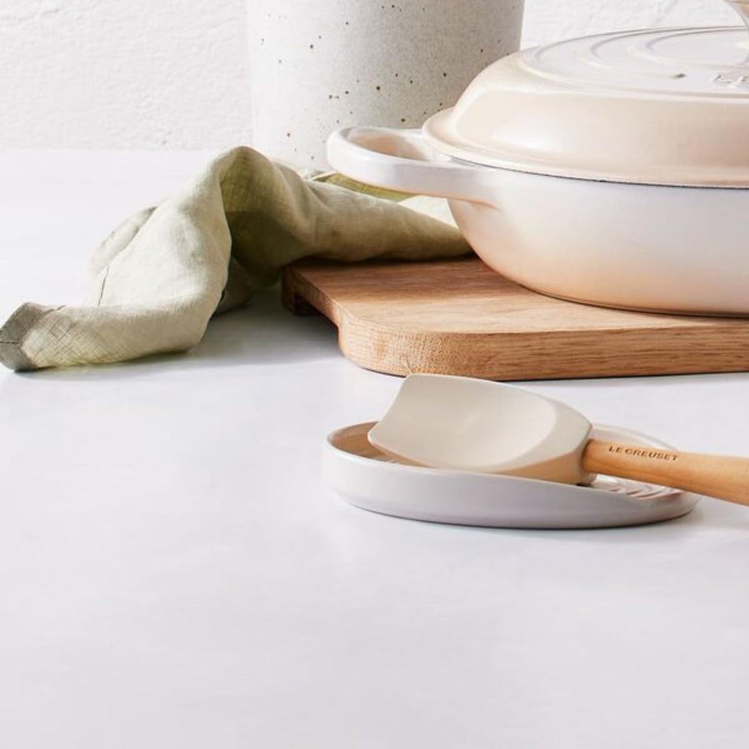 Le Creuset ovale Löffelablage aus Steinzeug, Meringue, 71507157160099, Breit, Meringue