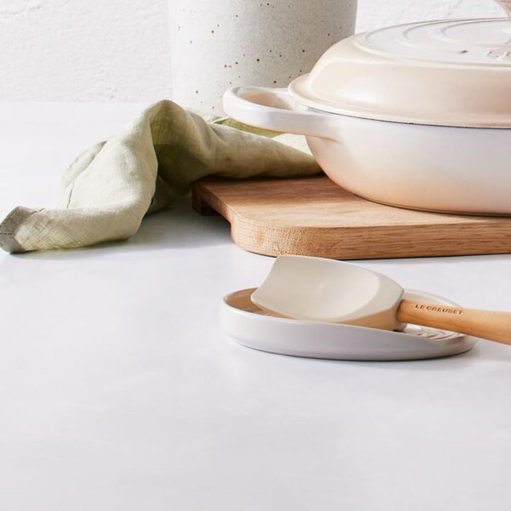 Le Creuset ovale Löffelablage aus Steinzeug, Meringue, 71507157160099, Breit, Meringue